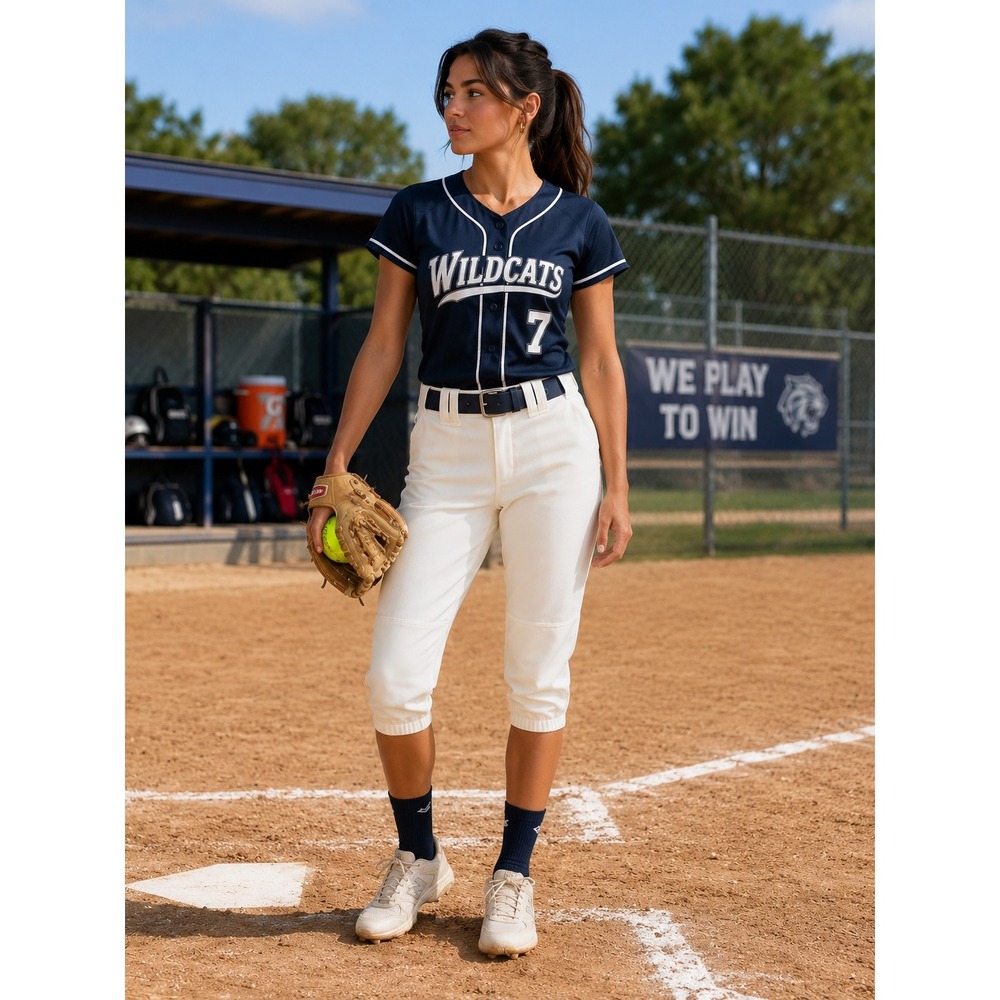 NWT Mizuno Softball Pants Womens Small White Elastic Bottom Double Knit Baseball